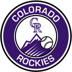 the colorado rockies logo with a baseball and mountains in the backgroung area