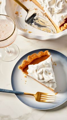 a slice of pie on a plate with a fork