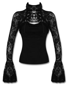 Punk Rave Black Goth Steampunk Lolita Long Sleeve Mystica Corset Lace Blouse Top | eBay Dark In Love, Gothic Tops, Outfit Vintage, Gothic Steampunk, Goth Outfits, Dieselpunk