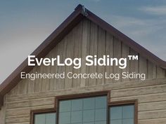 the logo for everlogg siding, an engineering concrete log siding company that is located in