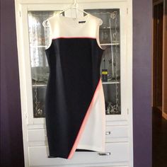 This Classic Tommy Hilfiger Sheath Dress In White And Navy Blue With A Coordinating Coral Stripe Is Gorgeous! Linen Shift Dress, Long Sleeve Denim Shirt, Collared Shirt Dress, Tommy Hilfiger Dress, Tommy Hilfiger Dresses, Coral Dress, Tweed Dress, Paisley Dress, Tennis Dress