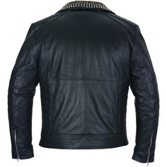 Buy Black Leather Jacket Mens. Free Shipping in USA, UK, Canada, Australia & Worldwide With Custom Made to Measure Option. Fitted Alternative Outerwear With Rivets, Alternative Long Sleeve Outerwear With Rivets, Winter Rock Style Fitted Leather Jacket, Rock Style Fitted Leather Jacket For Winter, Fitted Leather Jacket For Winter Rock Style, Alternative Style Outerwear For Biker Events In Fall, Fitted Rock Style Winter Outerwear, Alternative Fall Outerwear For Biker Events, Rocker Style Riveted Winter Outerwear