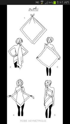 the instructions for how to tie a scarf around your neck and waist, from an instruction manual