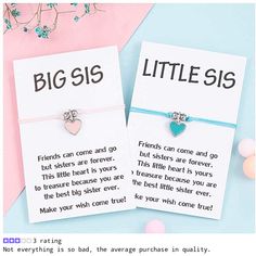 Seyaa Bracelets Matching Sisters Jewelry | 3 User Reviews Sister Matching Bracelets, Birthday Gift Ideas For Sister Creative, Birthday Wishes For Big Sister, Creative Birthday Gifts For Sister, Matching Sister Jewelry, Sis Quotes, Sister Bracelets, Birthday 20, Sister Birthday Presents