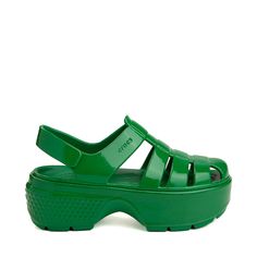 Crocs Stomp Platform Fisherman Sandal - Green Ivy | Journeys Modern Green Sandals With Removable Insole, Modern Green Sport Sandals For Summer, Green Synthetic Sport Sandals With Cushioned Footbed, Green Closed Toe Sport Sandals In Synthetic, Comfortable Green Eva Sandals, Platform Croc Sandals, Green Synthetic Sport Sandals With Rubber Sole, Siren Clog Crocs Outfit, Platform Crocs Sandals