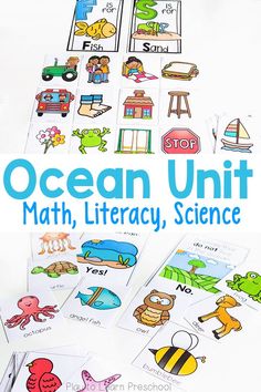 ocean unit math, literacy and science activities for kids to practice their reading skills with