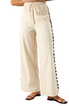 Rickrack trim adds a stunning finishing touch to these pull-on cotton pants fashioned with a high waist and flowy wide legs. Elastic/drawstring waist Lined 100% cotton Hand wash, dry flat Imported Rick Rack, Cotton Pants, Drawstring Waist, Fashion Pants, Wide Leg Pants, Wide Leg, Trim, Nordstrom, High Waisted