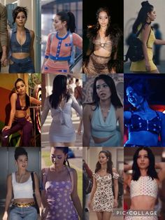 many different pictures of women in various outfits