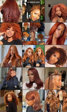 Copper And Black Hair On Black Women, Ginger And Copper Hair Black Women, Copper Red Hair With Bangs, Reddish Blonde Hair Color On Black Women, Copper Sunset Hair Black Women, Copper Red Black Women, Ginger And Copper Hair, Peach Pumpkin Hair Color, Ginger Skunk Stripe Hair Black Women