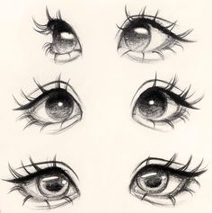 the eyes are drawn in pencil and have long eyelashes