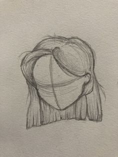 a drawing of a woman's head with her hair pulled back in a ponytail