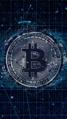 the bitcoin logo is shown in front of an image of lines and dots