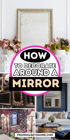 how to decorate around a mirror Sides Of Mirror Wall Decor, Mirror And Wreath Decor, Gallery Wall Around Large Mirror, Mirror And Picture Frame Wall Decor, Farmhouse Mirror Living Room Wall, Mirror Gallery Wall Ideas Bedroom, Walls With Large Mirrors, How To Decorate A Full Length Mirror, Shelves Around Mirror