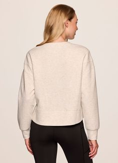 Our In The Studio Cropped Pullover combines a classic crewneck design and super soft, trendy scuba fabric for a lightweight pullover you can take from studio to street. A slightly cropped length is complemented by a relaxed fit, dropped shoulders and sporty seaming detail that allow for easy styling and layering. Throw this cute crop sweatshirt over a sports bra for a workout or pair it with jeans for a casual-cute look. Cropped Pullover, Scuba Fabric, Crewneck Design, A Workout, In The Studio, Crop Sweatshirt, The Studio, Drop Shoulder, Layering