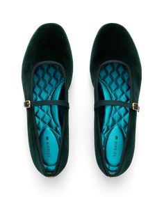 The Hummingbird - Mary Jane Dark Green Velvet Birdies Shoes, Dark Green Velvet, Velvet Shoes, Womens Ballet Flats, Mary Jane Flats, Lacing Sneakers, Flats For Sale, Sandals For Sale, Pretty Shoes