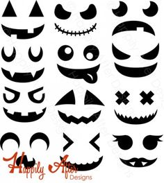 an assortment of halloween face designs