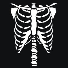 a skeleton is shown in the shape of a human ribcage on a black background