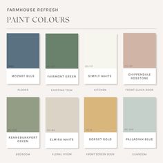 the different shades of paint that are used in this color scheme for furniture and home decor