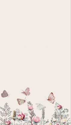 flowers and butterflies on a white background with an empty space for the word'i love you