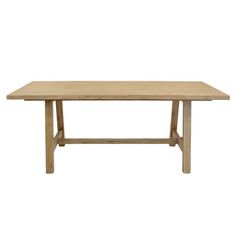 a wooden table on a white background with no one in it's place to sit