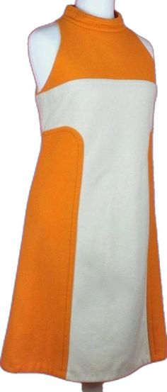 Modern White A-line Mini Dress, White A-line Mod Dress, White Sleeveless Mod Dress, White A-line Mini Dress In Mod Style, Retro Orange A-line Dresses, White Mod Mini Length Dress, White Sleeveless Mod Mini Dress, Mod Style Sleeveless Orange Dress, White Fitted Mod Mini Dress