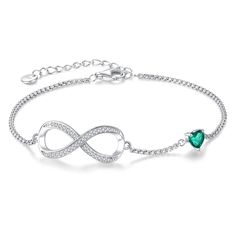 PRICES MAY VARY. S925 Sterling Silver Bracelet for Women: Crafted from premium S925 sterling silver, this infinity heart birthstone bracelet guarantees both exquisite beauty and hypoallergenic qualities. Infinity Heart Design: Lomantise bracelets feature an infinity design that symbolizes endless love. The middle of link is set with a heart shaped gemstone represents the month of hers birth. When she wears this birthstone necklace, she will feel your full love Gem-Quality 5A Cubic Zirconia: Ador Adjustable Infinity Fine Jewelry, Sterling Silver Bracelets For May Birthstone Anniversary, Elegant Heart Bracelet For Mother's Day Birthday Gift, Elegant Heart Bracelet For Birthday And Mother's Day, Sterling Silver Heart Bracelet For Birthday, Cubic Zirconia Bracelets For May Birthstone Gift, Heart-shaped Sterling Silver Bracelet For Birthday, Sterling Silver Bracelet Jewelry Gift, Fine Jewelry Sterling Silver Heart Bracelet Gift