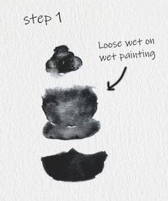 the steps in how to use watercolors for painting with black and white ink