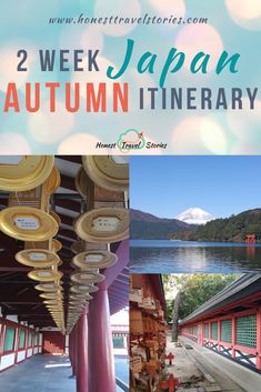 two week japan autumn itinerary with text overlay that reads 2 week japan autumn itinerary