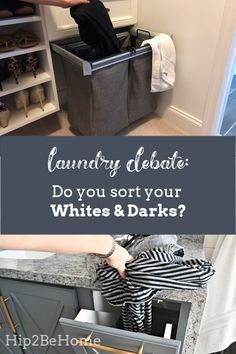 an open cabinet with clothes in it and the words laundry debate do you sort your whites & darks?