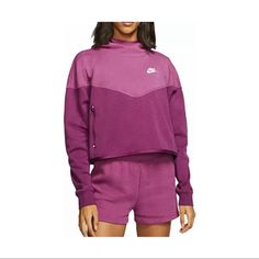 Nike Sportswear Tech Fleece, Windrunner Jacket, Purple Hoodie, Cropped Pullover, Matching Leggings, Nike Tech Fleece, Chevron Design, Nike Tech, Tech Fleece