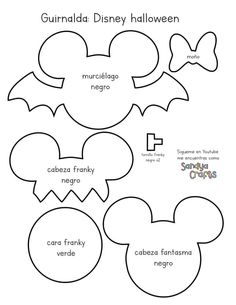 mickey mouse cut out with the names and numbers for each child's halloween costume