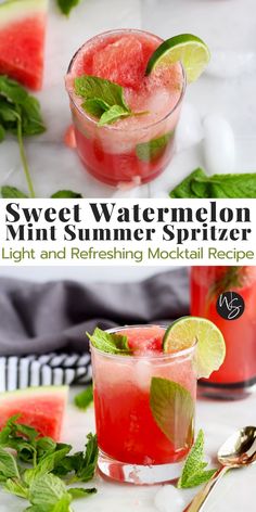 watermelon mint summer spritzer with lime and refreshing mojiti recipe