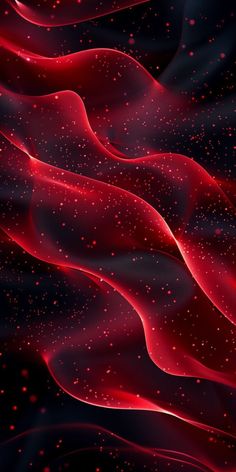 an abstract red and black background with small stars in the sky, like waves or lines