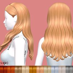 the long blonde hair is shown in multiple colors and sizes, along with different color swatches