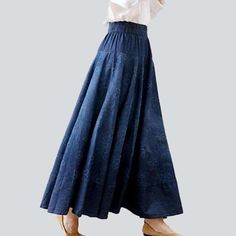 Channel your inner fashion icon this 2023 Autumn season with our Ornamented Flare Long Denim Skirt! This edgy-style staple offers a perfect blend of contemporary and retro-inspired elements that are sure to turn heads. From its high-waisted fit to its rubber closure. this piece is sure to make an impression.Why You'll Fall In Love: Embroidered Flair: Delicate embroidery adds a touch of conventional elegance to this classic denim skirt. Fit & Flare: Its high-waisted fit and flared silhouette guar Denim Skirts Online, Narrow Waist, Womens Denim Skirts, Long Denim Skirt, Vintage Preppy, Hourglass Shape, Autumn Collection, 2023 Autumn, Autumn Season