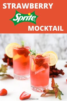 strawberry sprite Fancy Drinks Without Alcohol, Sprite Fruit Drink, Fruity Non Alcoholic Drink Recipes, Sprite Mocktails Non Alcoholic, Diy Easy Mocktails, Non Alcoholic Drinks Strawberry, Refreshing Strawberry Drinks, Sprite Drinks Alcohol, Non Alcoholic Signature Drinks