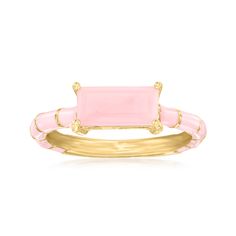 Pink Opal and Pink Enamel Ring in 18kt Gold Over Sterling | Ross-Simons Pink Opal Jewelry, Jewelry Presentation, Pink Opal Ring, Opal Birthstone, Pink Enamel, Enamel Ring, Opal Ring