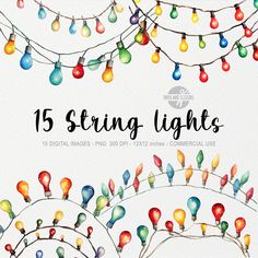 an image of christmas lights with the text 15 string lights