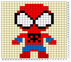 a cross stitch pattern with a red spiderman on it's face and eyes