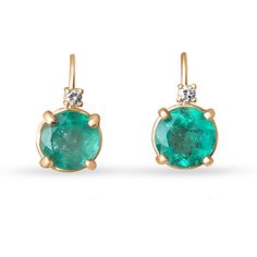 A beautiful pair of round Colombian emerald and diamond lever back earrings made in 14K rose gold. The chic pair of lever back earrings feature bluish-green, natural Colombian Emerald rounds. The emeralds have beautiful eye clarity and are simply vivacious! The solitaire setting shows the beautiful color that the gems have to offer. Ideal earrings for everyday wear! Setting Style: Lever Back Setting Material: 14k Rose, Yellow Or White Gold Main Stone: Colombian Emerald Shape: Round Cut Approx Weight: 3.06cts Clarity: Translucent Color: Green Luster: Very Good Brightness: Very Good Treatments: Natural, Oiling  Secondary Stone: Diamond Shape: Brillant Round Approx Weight: 0.04pts Clarity: VS Color: GH Luster: Excellent Treatments: Natural This masterpiece is made to order and takes 3-10 busi Classic Round Diamond Earrings For May Birthstone, Emerald Earrings With Prong Setting In Round Cut, Round Cut Emerald Earrings In Prong Setting, Round Cut Emerald Earrings With Prong Setting, Diamond Earrings With Prong Setting For May Birthstone, May Birthstone Diamond Earrings With Prong Setting, Emerald Earrings For May Birthstone In Round Cut, Emerald Round Cut Earrings For May Birthstone, Emerald Earrings For May Birthstone, Round Cut