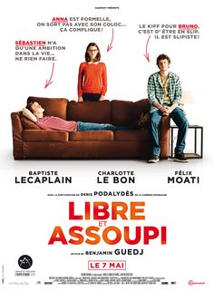 a movie poster for the film libere di assoui with two people sitting on a couch