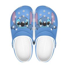 Friendly Stitch Blue Clogs For Kids And Adults Stitch Shoes, Crocs Ideas, Lilo And Stitch Merchandise, Winnie The Pooh Cartoon, Stitch Blue, Crocs Crocband, Crocs Clogs, Stitch Cartoon, Women's Crocs