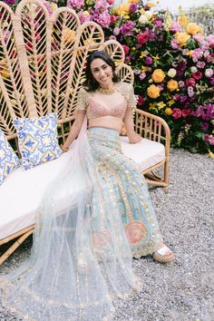 Papa Dont Preach Clothing, Pastel Sharara, Indian Wedding Lehenga Bridal, Reception Sarees, Papa Don't Preach, Sangeet Decor, Luxury Indian Wedding, Regal Wedding, Bridal Entry