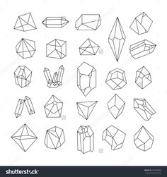 set of different shapes and sizes of diamonds in black on white background stock photo royalty