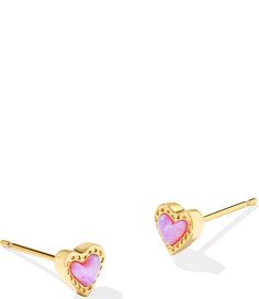 From Kendra Scott&#x2C; these earrings feature:Stud earrings14K gold over brassPost closureApprox. 0.24" L x 0.25" WImported. Kendra Scott Earrings Studs, Preppy Earring Stack, Preppy Earrings, Jewelry Wishlist, Pink Heart Earrings, Earrings Sets, Wrist Jewelry, Mini Earrings, Kendra Scott Earrings