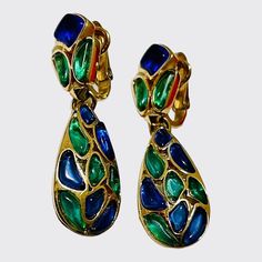 Beautiful Rare Trifari Mosaic earrings Luxury Multicolor Earrings For Evening, Evening Multi-stone Drop Earrings, Multi-stone Drop Earrings For Evening, Luxury Multicolor Drop Earrings, Formal Multicolor Clip-on Earrings, Multicolor Clip-on Earrings For Formal Occasions, Multicolor Clip-on Drop Earrings, Multicolor Clip-on Evening Jewelry, Multicolor Clip-on Jewelry For Evening