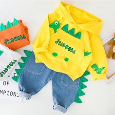 Product Title: Boys Cartoon Letter Printed Hooded Jumper & JeansKeyword Tag: Baby Girl Wholesale Clothing* Comfort and Supple* Package Include: 1 Jumper + 1 Pants* Fabric: 95% Cotton, 5% Spandex* Water-Clearning Available, Dry-Clearning Available* ImportedTop selling Boys Cartoon Letter Printed Hooded Jumper Jeans ,rare editions and unique style, Fancy Fabric ,Solid color. This Boys Cartoon Letter Printed Hooded Jumper Jeans is very fashionable ,high end, and wear a full set looks very attractiv Long Sleeve Sets With Cartoon Print For Playtime, Long Sleeve Cartoon Print Playwear Sets, Cute Cotton Sets With Pockets, Cute Long Sleeve Sets For Playtime, Cute Cartoon Print Sets For Fall, Cute Cartoon Print Fall Sets, Playful Playwear Sets For Fall, Cute Long Sleeve Sets With Pockets, Yellow Cotton Long Sleeve Sets