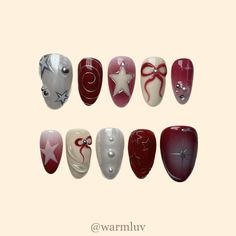 Nail Art Merah, Red Nail Art, Punk Nails, Lace Nails, Cute Nail Art Designs, Summery Nails, Cute Acrylic Nail Designs, Heart Nails