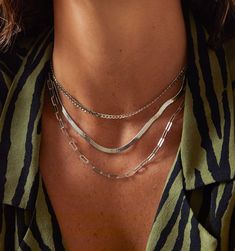 Let this stunning herringbone snake chain necklace slither around your neck as the perfect layer. A unique slinky necklace made to catch the light and shine all night.
Shop the skinny herringbone chain here.
Find the perfect necklace length here. Find our collection of necklace chains here.
Chain width: 5mm

Length: 18" Trendy Layered Snake Chain Necklace With Delicate Details, Trendy Layered Snake Chain Necklace, Chic Snake Chain Necklace, Trendy Snake Chain Clavicle Necklace, Snake Chain Necklace With Double Chain For Layering, Double Chain Snake Necklace For Layering, Trendy Snake Shape Chain Necklace With Adjustable Chain, Trendy Adjustable Snake Shape Chain Necklace, Double Snake Chain Necklace