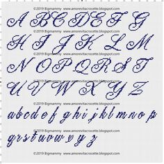 some type of handwriting that has been written in different font styles and colors, including the letters